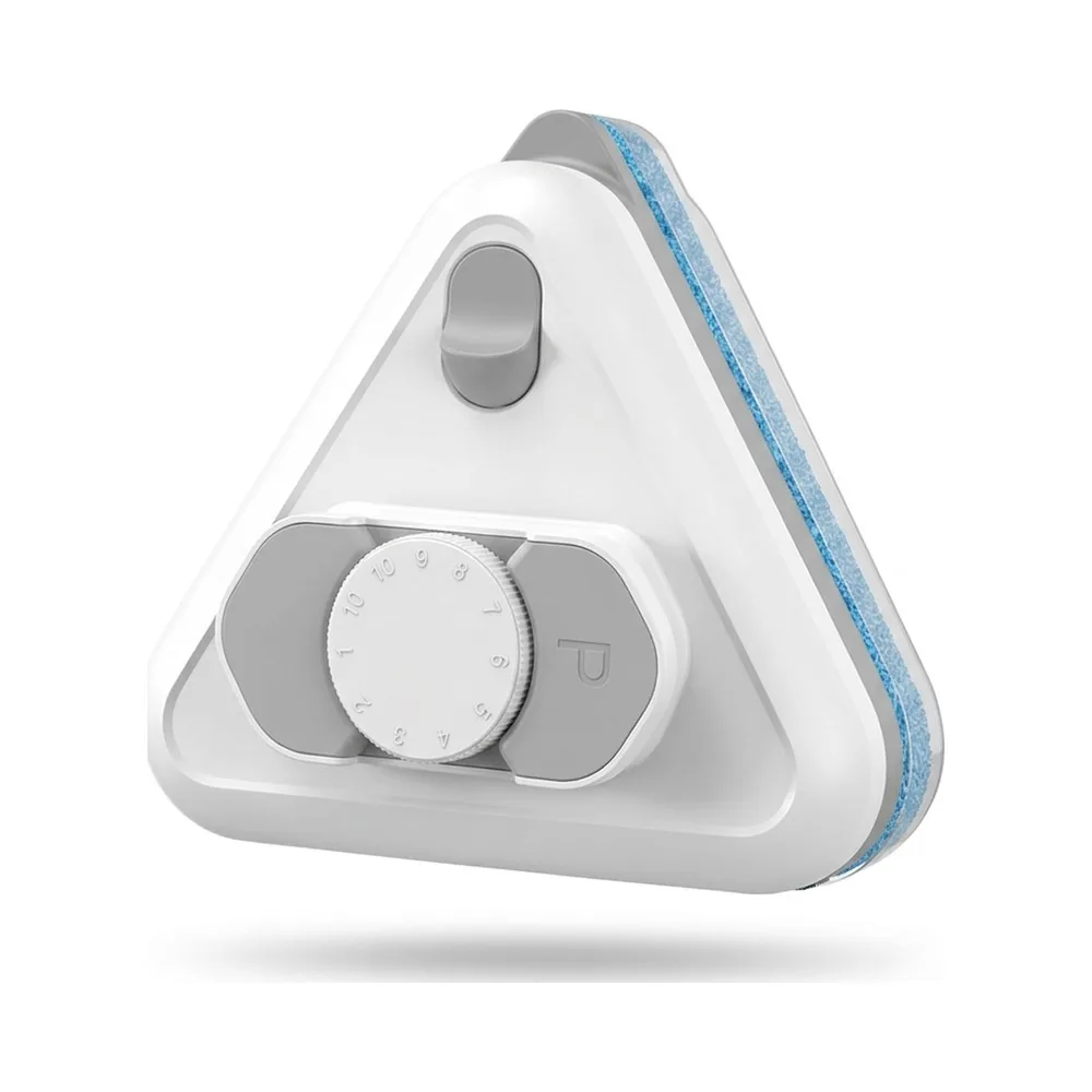 FN-Guard white triangular magnetic window cleaner with central adjustment dial and anti-pinch design on a white background
