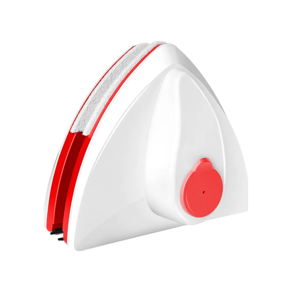 Red magnetic window cleaner featuring a visible water tank on top, high quality cleaning pad visible underneath